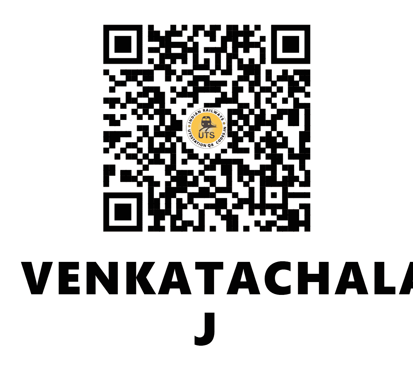 UTS QR Code for VENKATACHALAM J - VKT (SC - ANDHRA PRADESH)